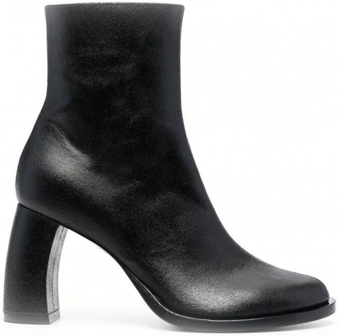 Ann Demeulemeester Cut leren enkellaarzen Zwart