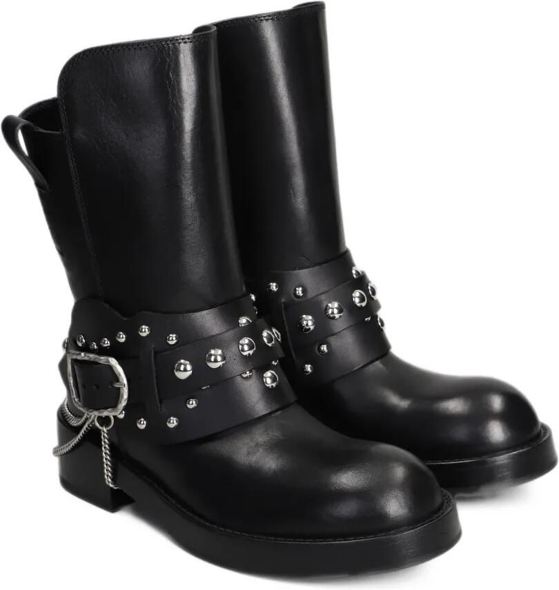 Ann Demeulemeester Boa Short chain-link leather boots Zwart