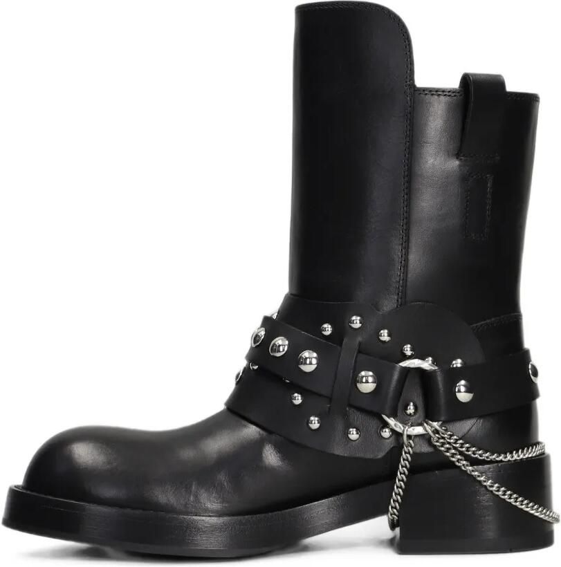 Ann Demeulemeester Boa Short chain-link leather boots Zwart - Foto 2