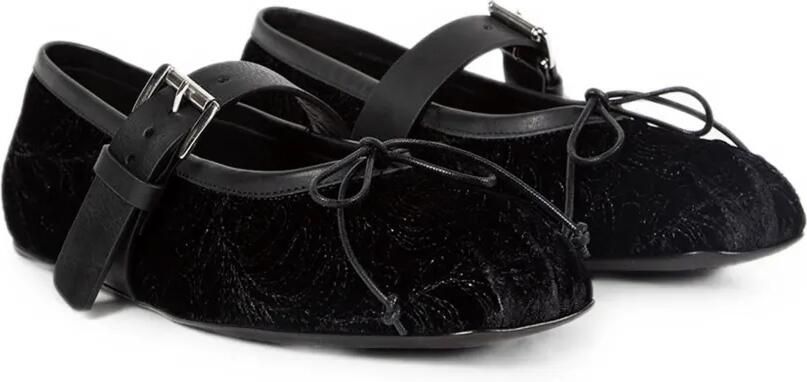 Ann Demeulemeester Fluwelen ballerina's met paisley-borduurwerk Zwart - Foto 4