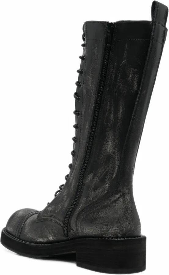 Ann Demeulemeester Gerafelde veterlaarzen Zwart