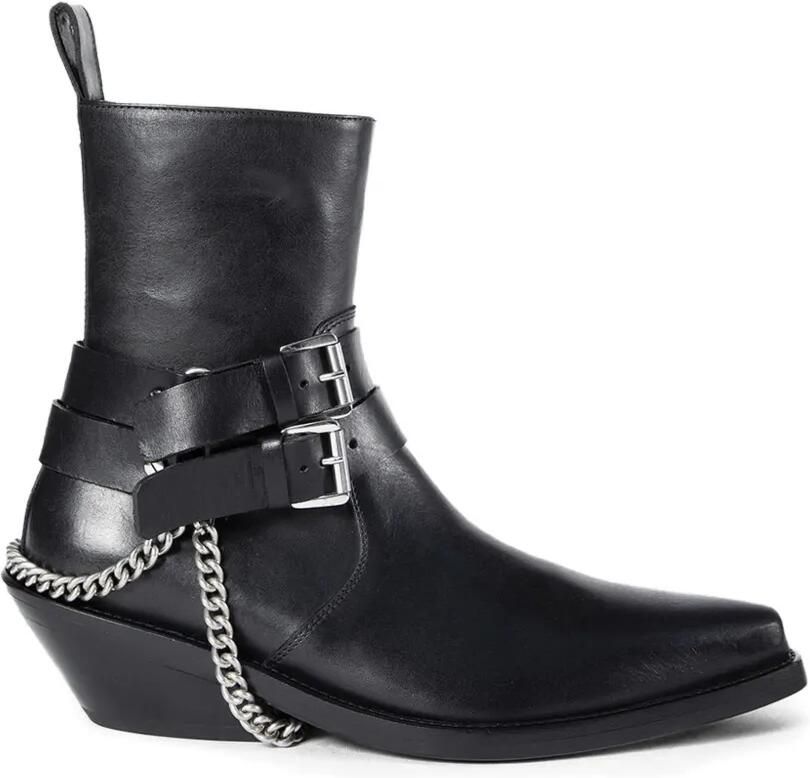 Ann Demeulemeester Kiril Santiago leren laarzen met gespketting Zwart - Foto 1