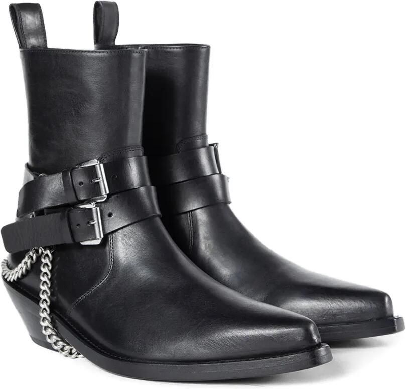 Ann Demeulemeester Kiril Santiago leren laarzen met gespketting Zwart - Foto 3