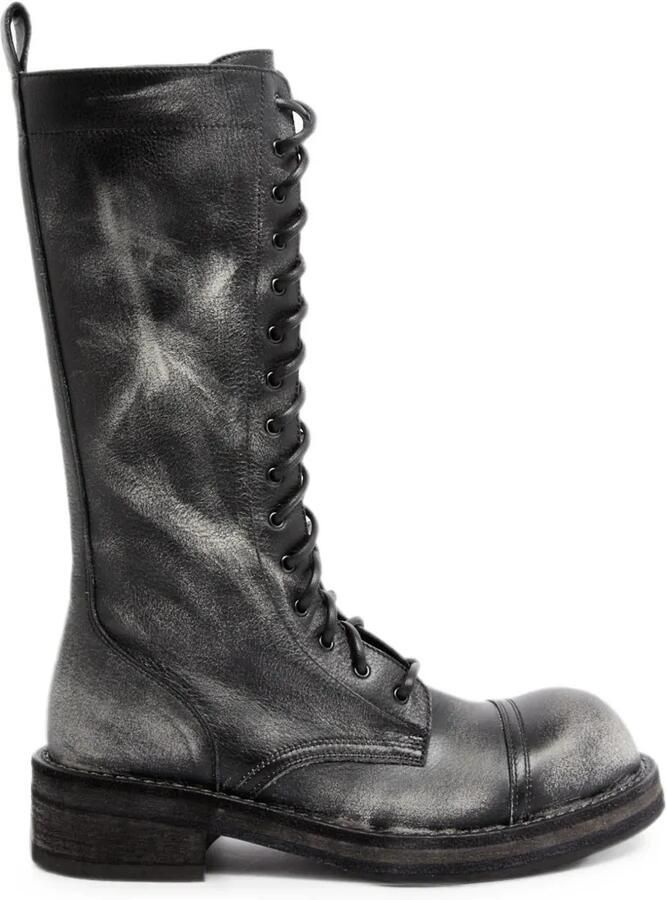 Ann Demeulemeester Leren combat veterlaarzen Zwart
