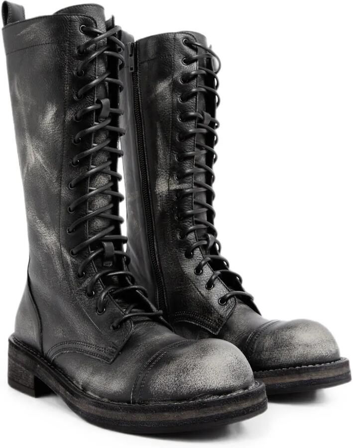 Ann Demeulemeester Leren combat veterlaarzen Zwart - Foto 2