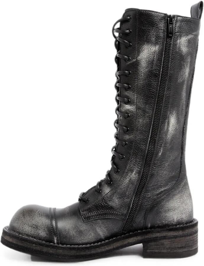 Ann Demeulemeester Leren combat veterlaarzen Zwart - Foto 3