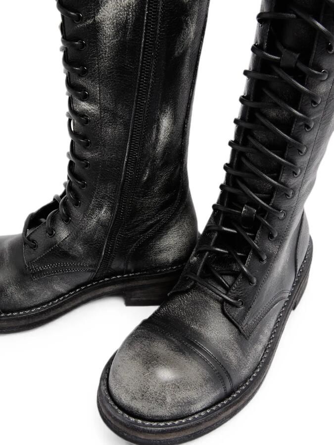 Ann Demeulemeester Leren combat veterlaarzen Zwart - Foto 4