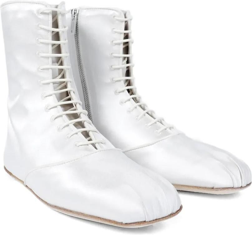 Ann Demeulemeester Monil satijnen veterlaarzen Beige - Foto 4