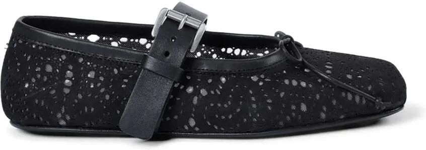 Ann Demeulemeester Zoey leren ballerina's met kant Zwart