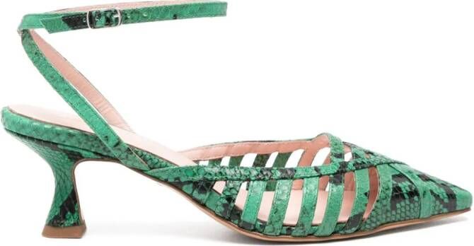 Anna F. 1741 70mm snakeskin pumps Groen