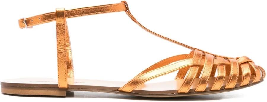 Anna F. 512 leren sandalen met T-bandje Oranje