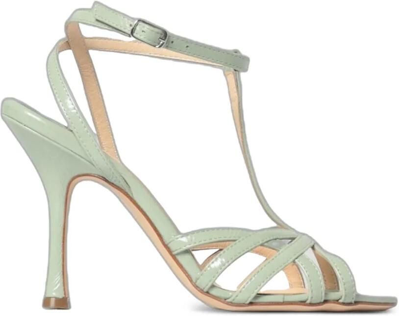Anna F. Gekooide sandalen met gelakte afwerking Groen