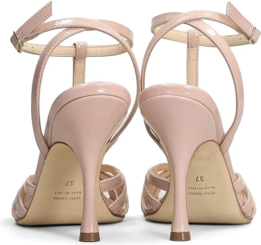 Anna F. Lakleren sandalen met T-bandje Roze