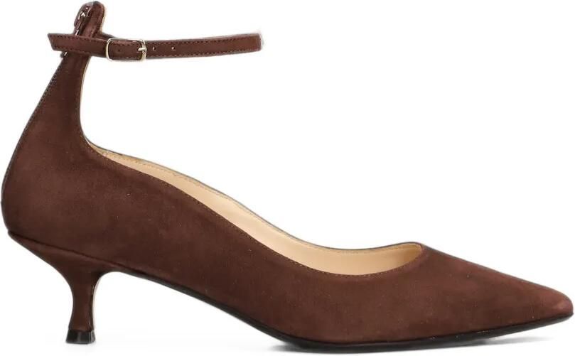 Anna F. Pumps met enkelbandje en puntige neus Bruin