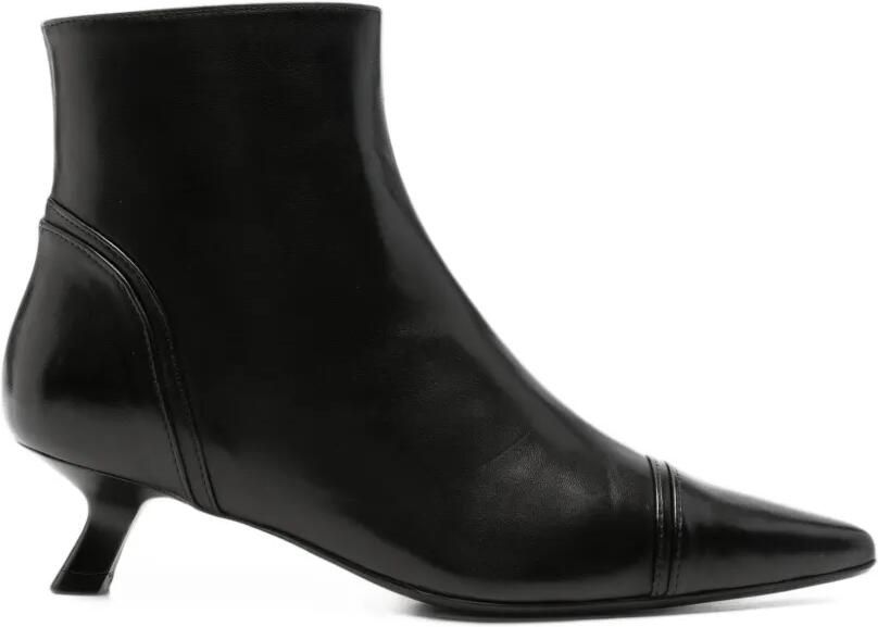 Anna F. pointed-toe leather boots Zwart