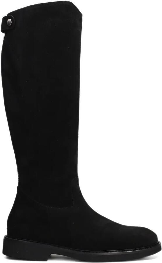 Anna F. rear-zip suede knee-high boots Zwart