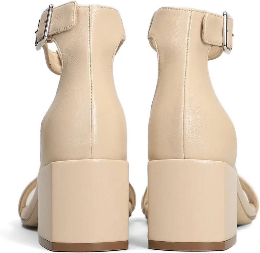 Anna F. Sandalen met blokhak en T-banje Beige