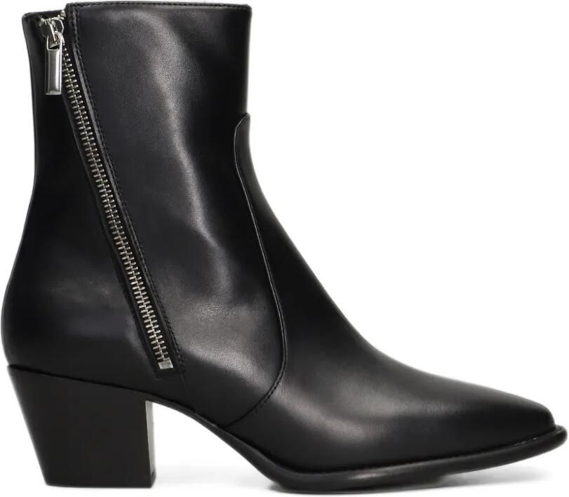 Anna F. side-zip leather ankle boots Zwart
