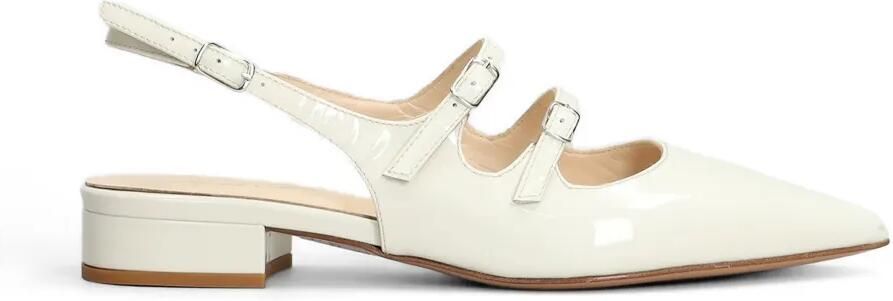 Anna F. Slingback pumps met gelakte afwerking Beige
