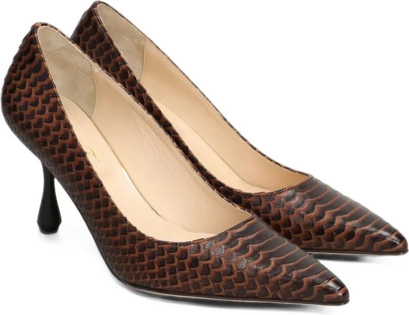 Anna F. Pumps met puntige neus en slangen-effect Bruin - Foto 4