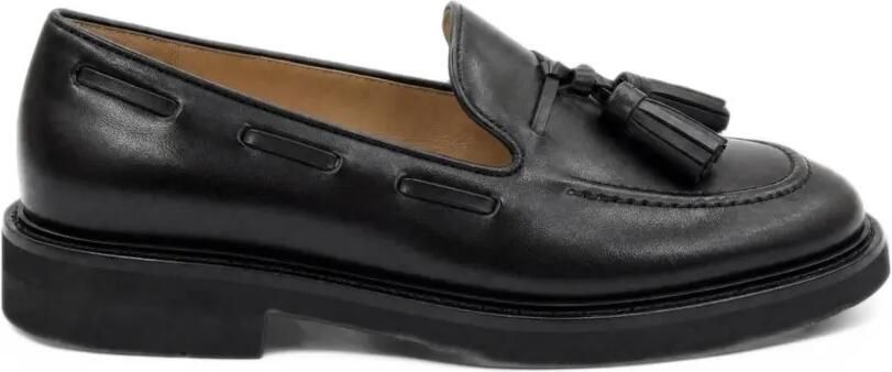 Anna F. Leren loafers met kwastje Zwart