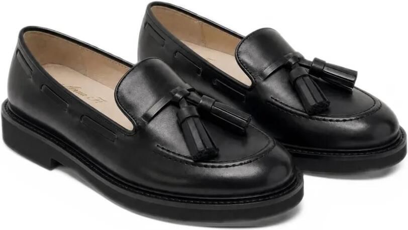 Anna F. Leren loafers met kwastje Zwart - Foto 2
