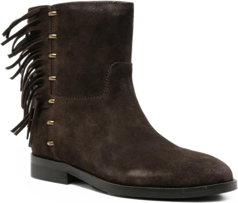 APEPAZZA fringe-detail studded ankle boots Bruin