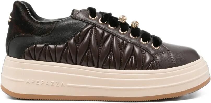 APEPAZZA quilted crystal-embellished sneakers Zwart