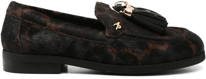 APEPAZZA tassel-detail leopard-print loafers Zwart