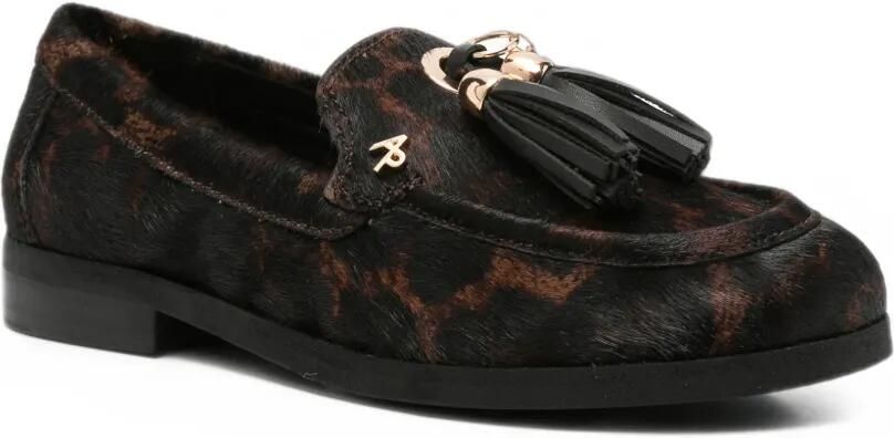 APEPAZZA tassel-detail leopard-print loafers Zwart - Foto 3