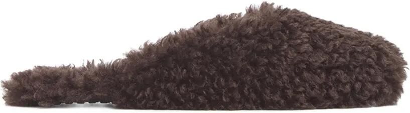 Apparis Demi bouclette slippers van imitatielamswol Bruin