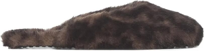 Apparis Demi slippers van imitatiebont met luipaard-print Bruin