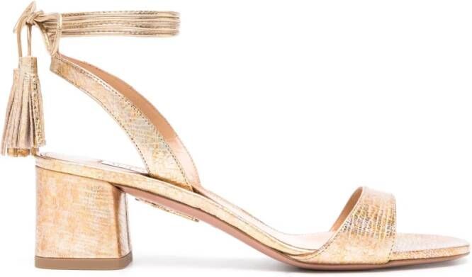 Aquazzura Alu 50mm metallic sandalen Goud