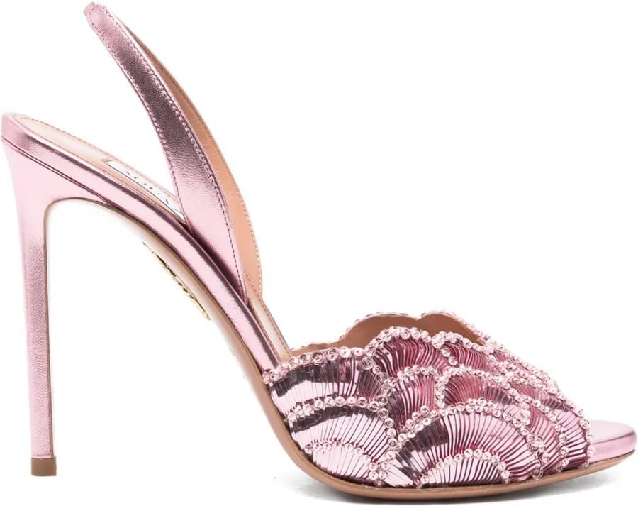 Aquazzura 100 mm sandalen met borduurwerk Roze
