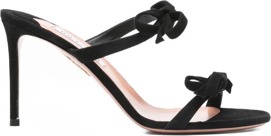 Aquazzura 100 mm Soave stiletto sandalen verfraaid met strik Zwart