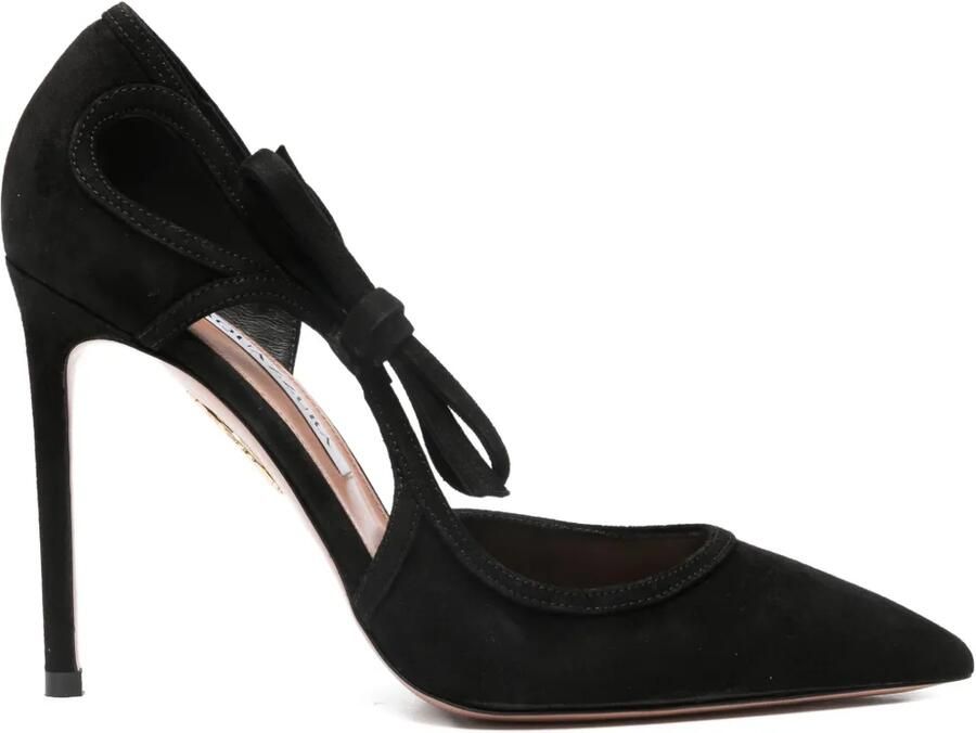 Aquazzura 105 mm Bow Tie pumps met puntige neus Zwart