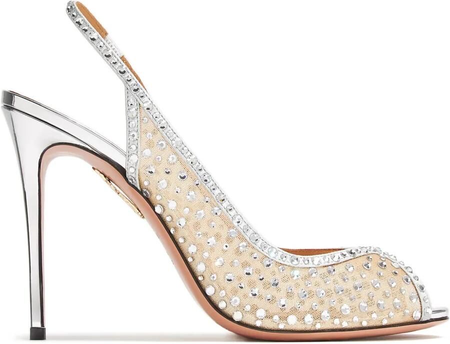 Aquazzura 105 mm Crystal Lover sandalen Beige