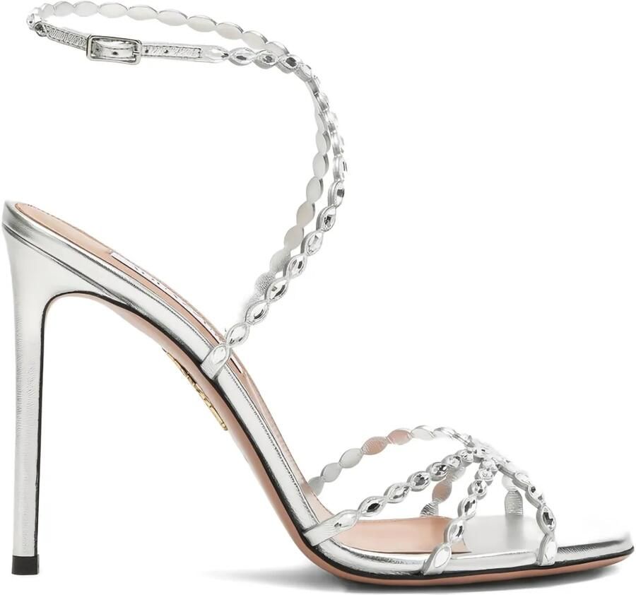 Aquazzura 105 mm Love Struck sandalen verfraaid met kristallen Zilver