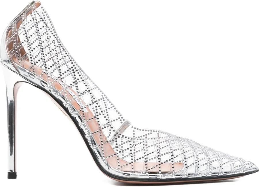Aquazzura 105 mm Lumiere pumps verfraaid met kristallen Zilver