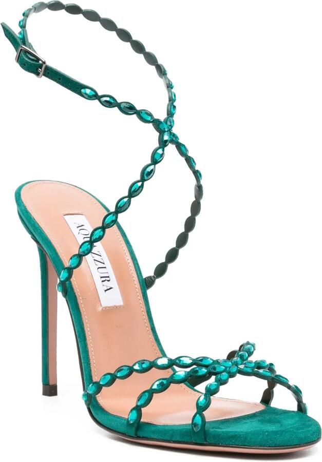 Aquazzura 110mm slingback sandalen verfraaid met kristallen Groen
