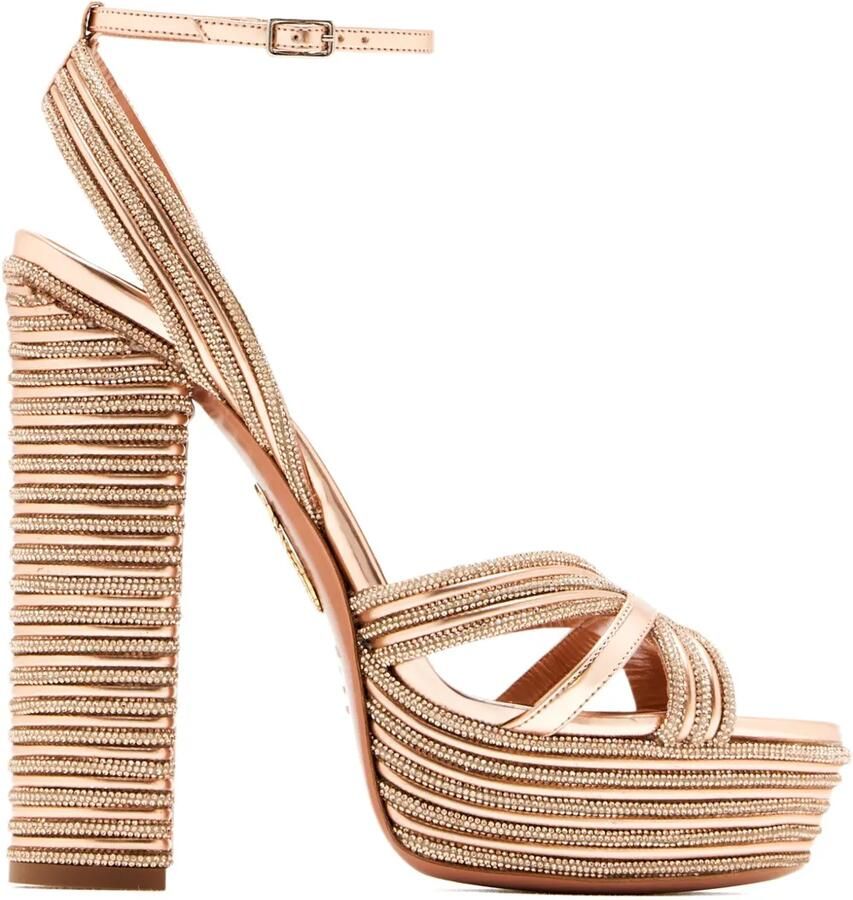 Aquazzura 140 mm Sundance Sparkle verfraaide sandalen met plateauzool Roze