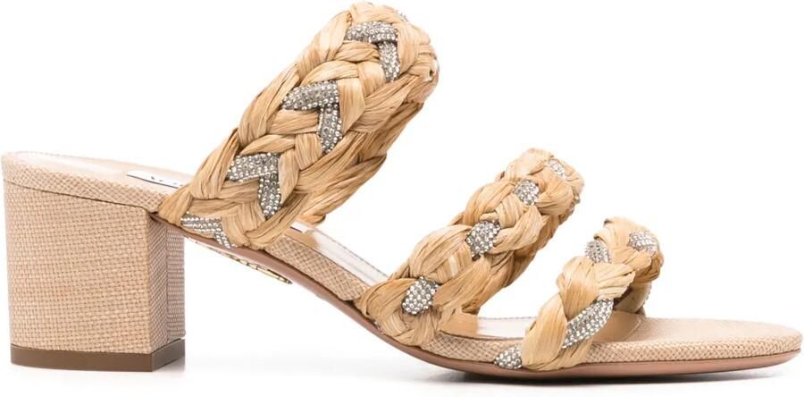 Aquazzura 50 mm Costiera Crystal muiltjes Beige