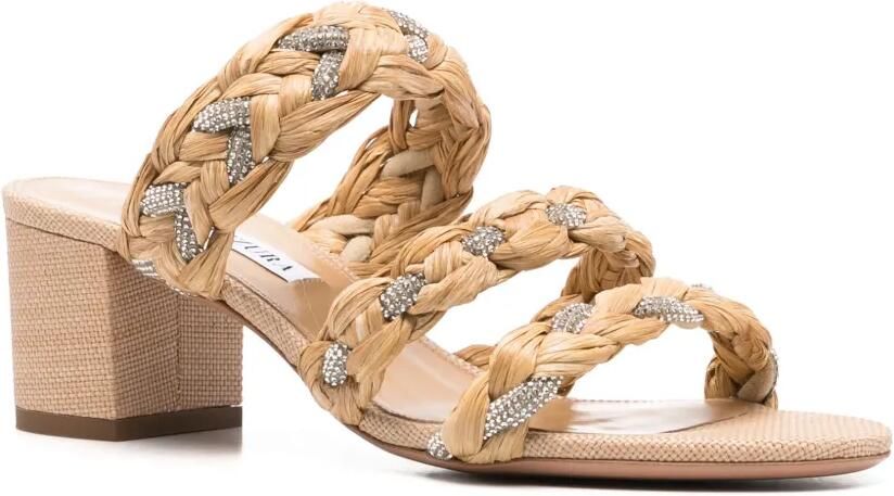 Aquazzura 50 mm Costiera Crystal muiltjes Beige - Foto 3