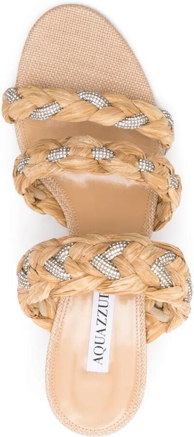 Aquazzura 50 mm Costiera Crystal muiltjes Beige - Foto 4
