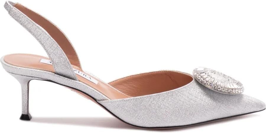 Aquazzura 50 mm Slingback pumps met kristallen Zilver