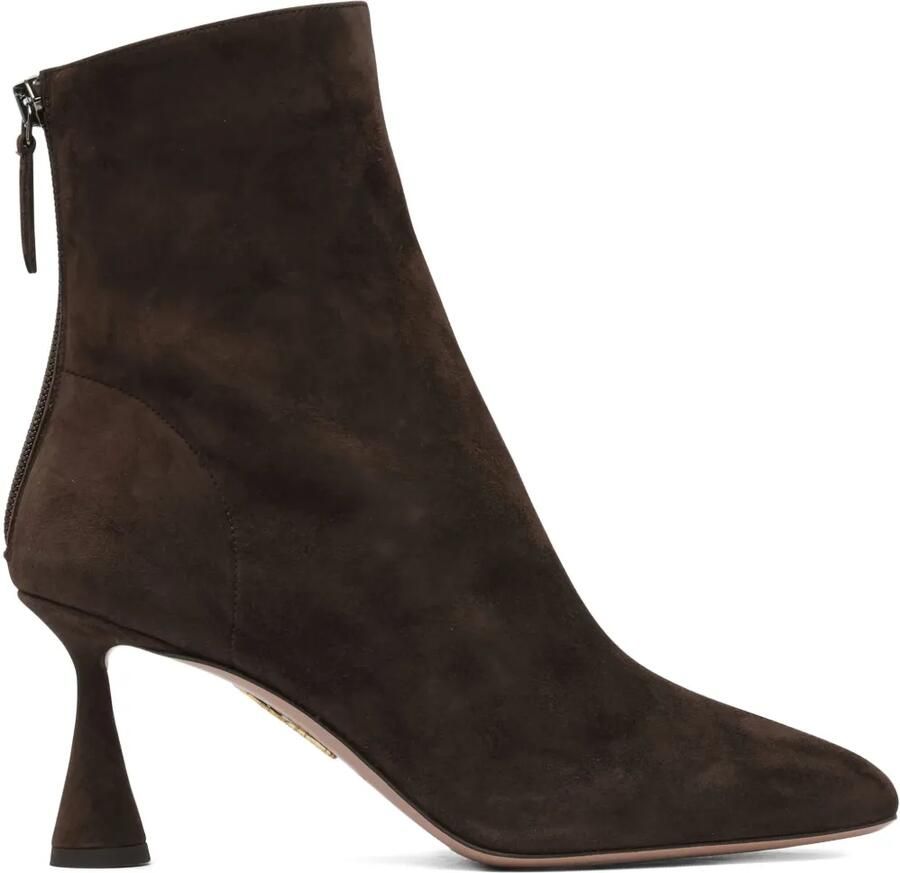 Aquazzura 75 mm Amore suède enkellaarzen Bruin
