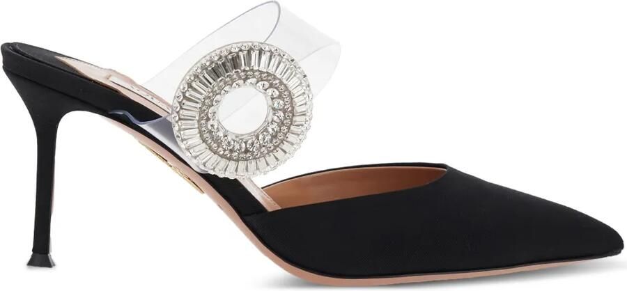 Aquazzura 75 mm Crystal Hoop muiltjes met puntige neus Zwart