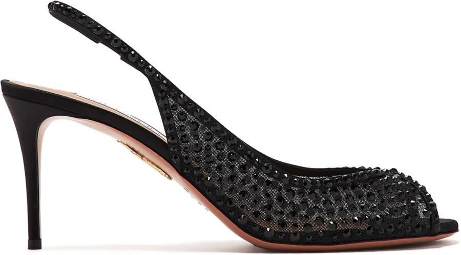 Aquazzura 75 mm Crystal Lover sandalen Zwart