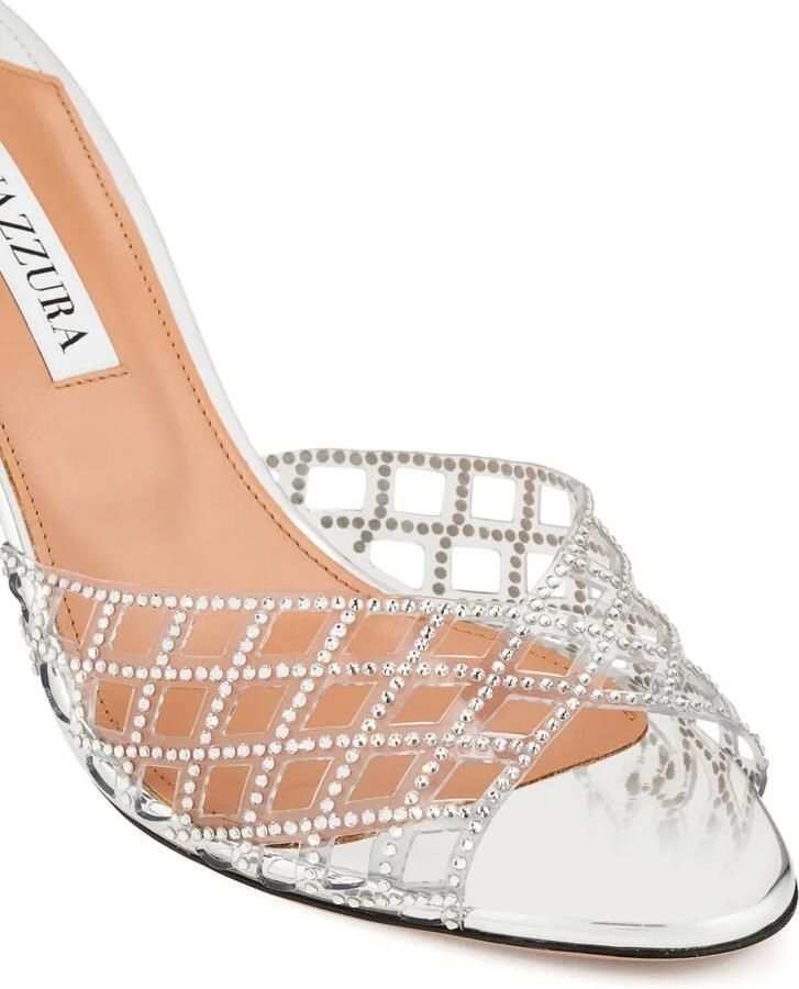 Aquazzura 75 mm muiltjes verfraaid met kristallen Wit