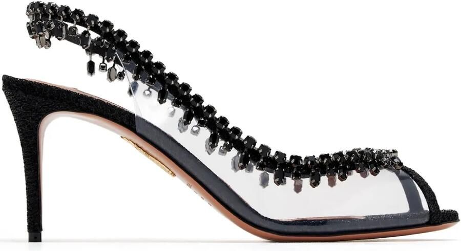Aquazzura 75 mm Temptation Crystal pumps Zwart
